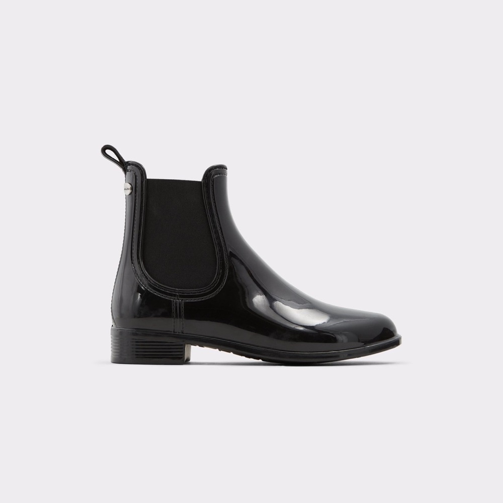 Aldo Glossy Black Ankle Boots